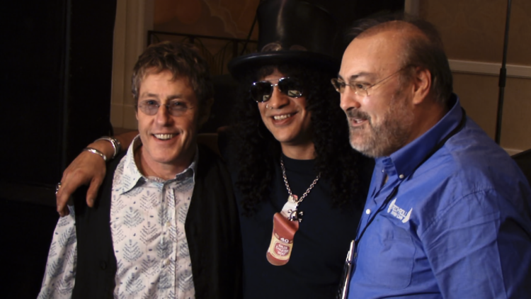 Photo of Roger Daltrey, Slash and RockCamp founder David Fishof, Rolling Stone Magazine